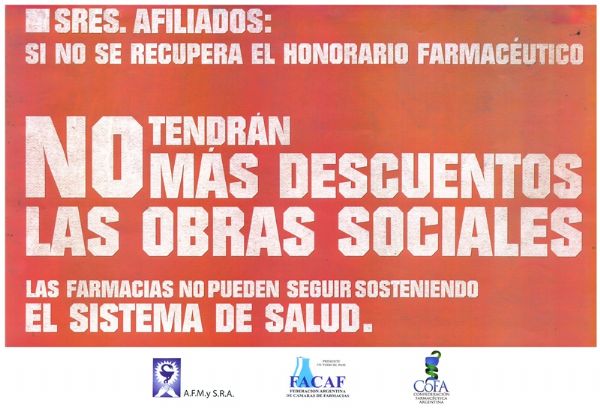 Peligra la atención farmacéutica a los afiliados de las obras sociales