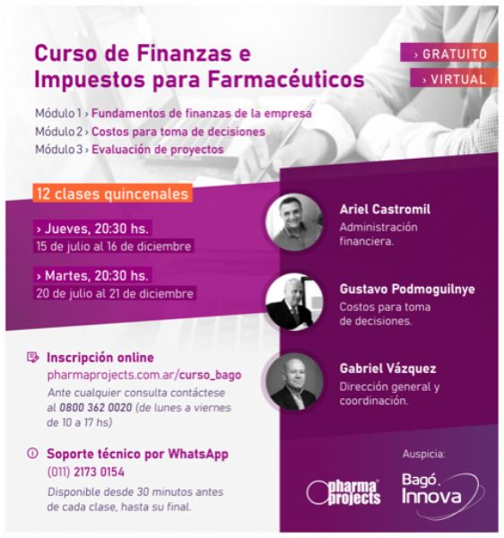 CURSOS DE FINANZAS E IMPUESTOS PARA FARMACEUTICOS 